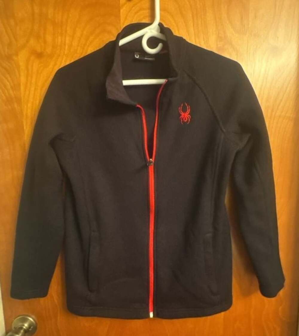 Spyder Full Zip Fleece Jacket Size L 14/16 Black Red